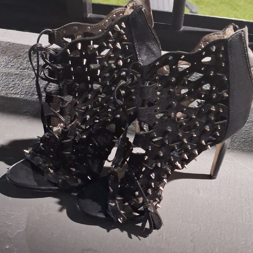 Sam Edelman Black Studded Heels - Picture 1 of 9